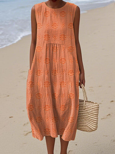 Liora  - Elegant Sleeveless Cotton Dress with Pockets