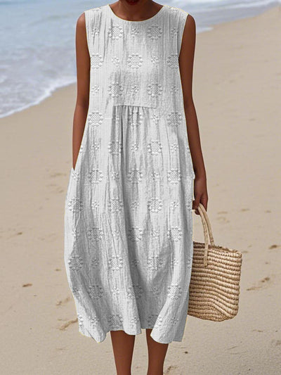 Liora  - Elegant Sleeveless Cotton Dress with Pockets