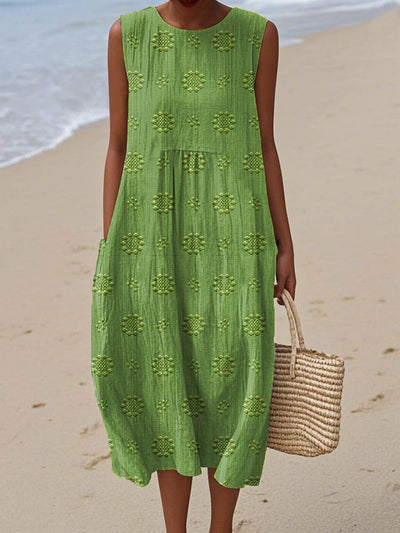 Liora  - Elegant Sleeveless Cotton Dress with Pockets